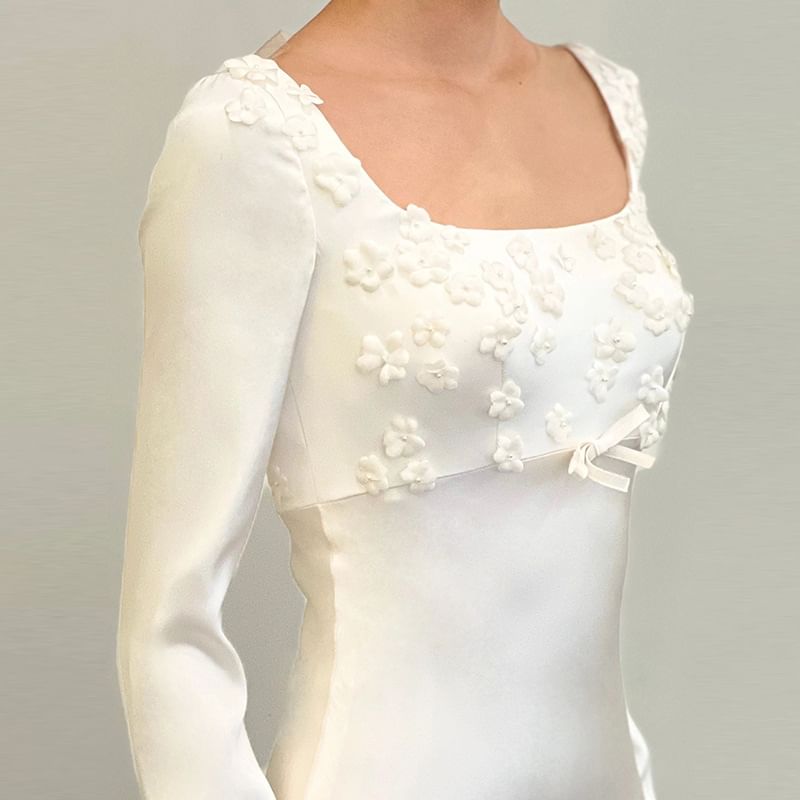 Gown Sheath Long-Sleeve Wedding Flower