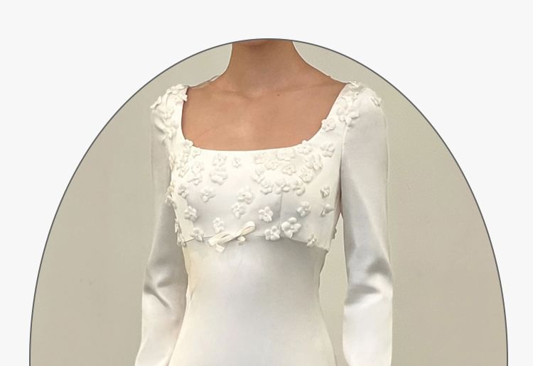 Gown Sheath Long-Sleeve Wedding Flower