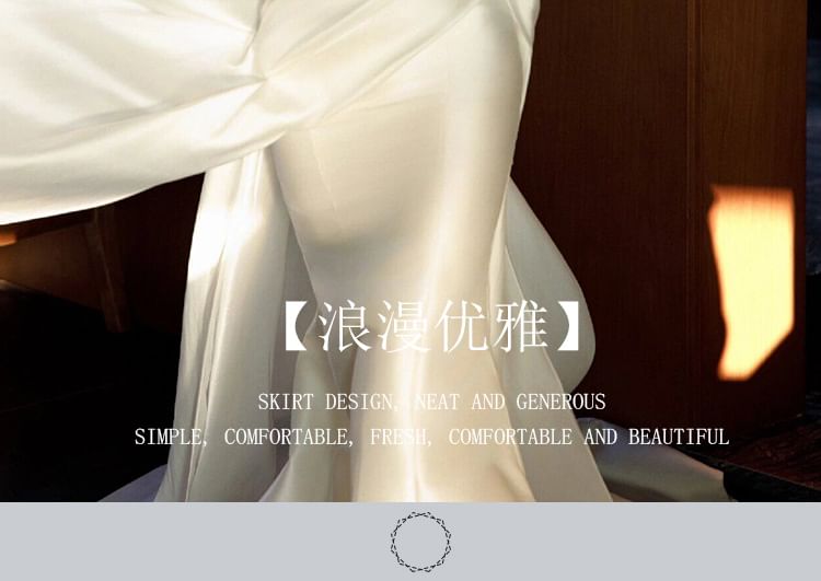 Off Gown Plain Shoulder Mermaid Wedding