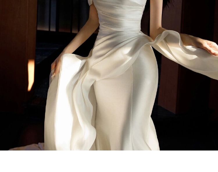 Off Gown Plain Shoulder Mermaid Wedding