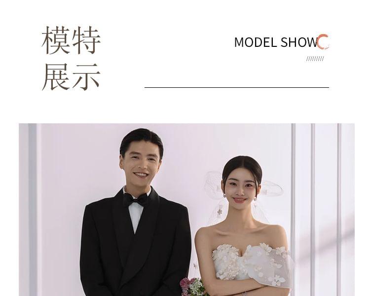 Wedding Flower Shoulder Sheath Off Gown