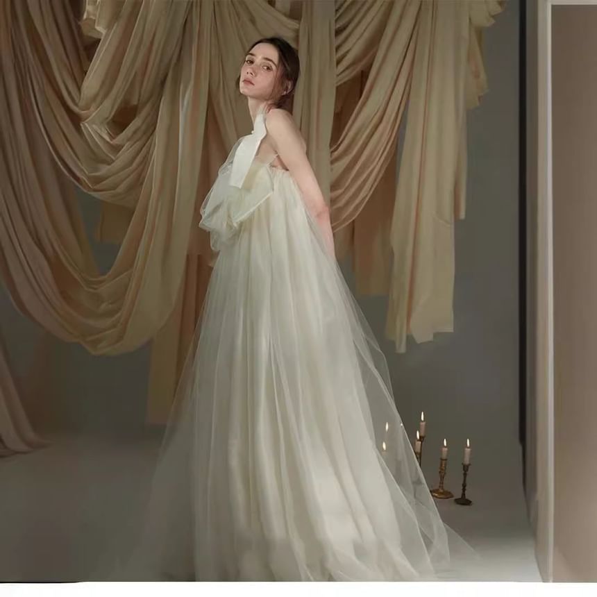 Gown A-Line Wedding Plain Bow