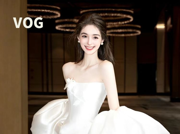 A-Line Plain Strapless Gown Wedding