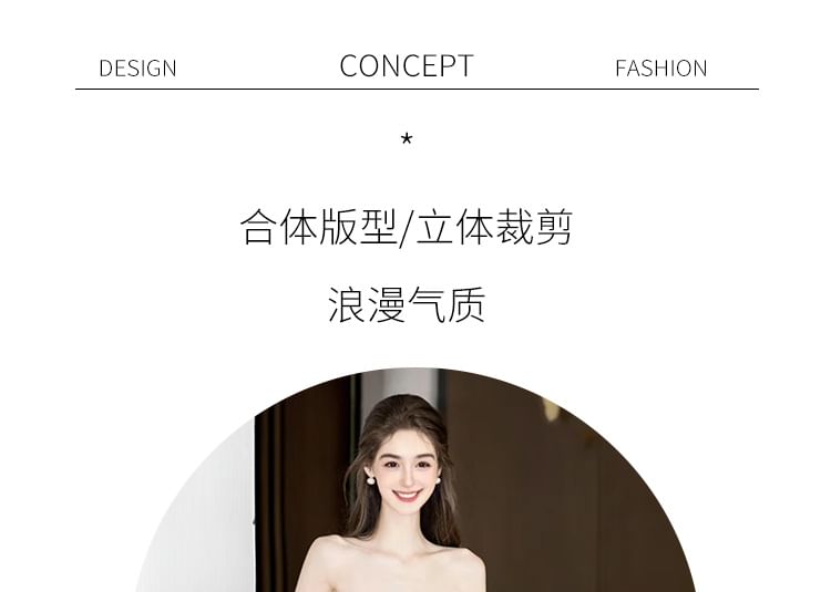 A-Line Plain Strapless Gown Wedding