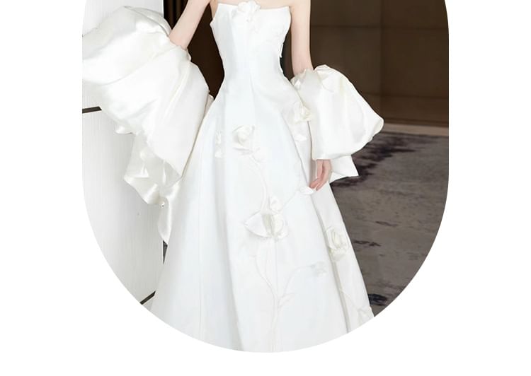A-Line Plain Strapless Gown Wedding
