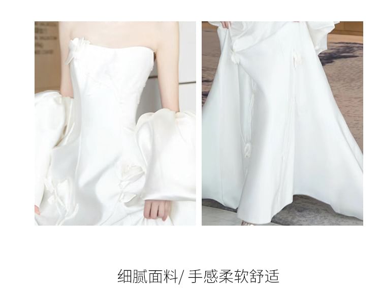 A-Line Plain Strapless Gown Wedding