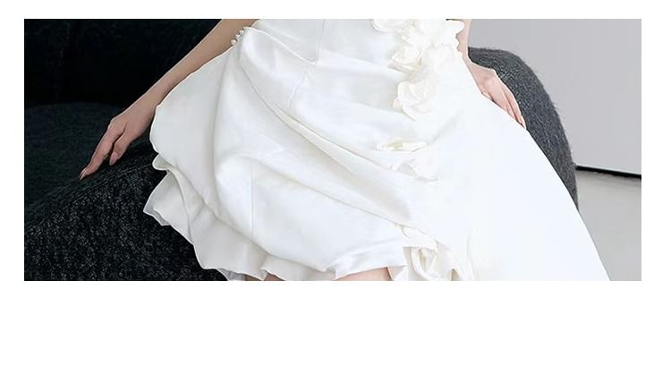 Back Floral Deep Strapless Gown Wedding
