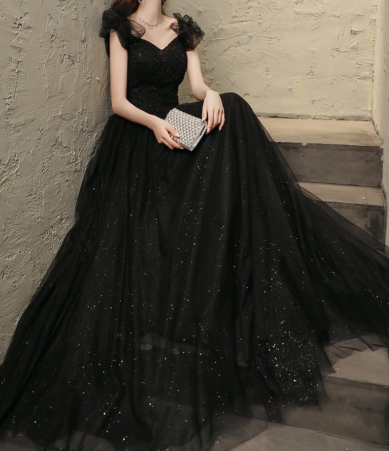 Square Beaded A-Line Gown Neck Evening Mesh Sleeveless Plain