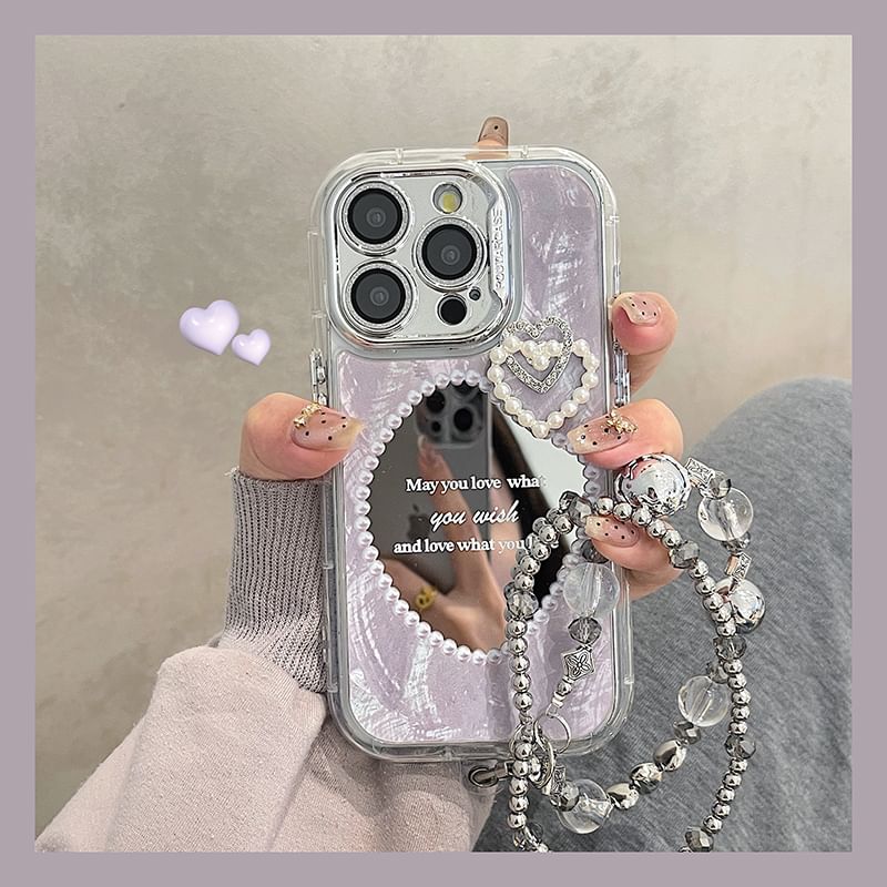 Phone Mirrored Case Faux Pearl