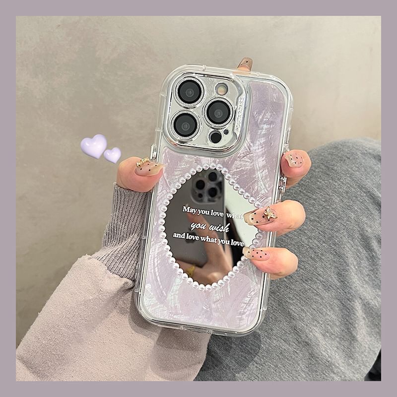 Phone Mirrored Case Faux Pearl
