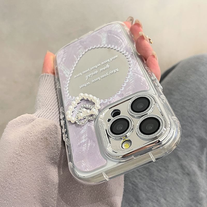 Phone Mirrored Case Faux Pearl