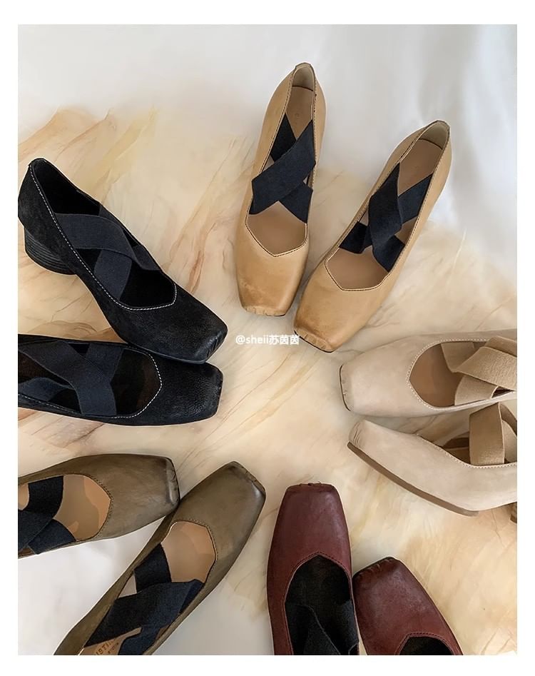 (Various Heel Leather Genuine Pumps Designs) Block