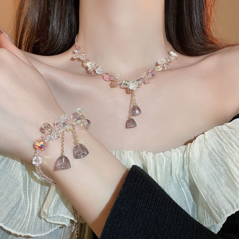 Bracelet Faux Earring Crystal / Dangle Choker