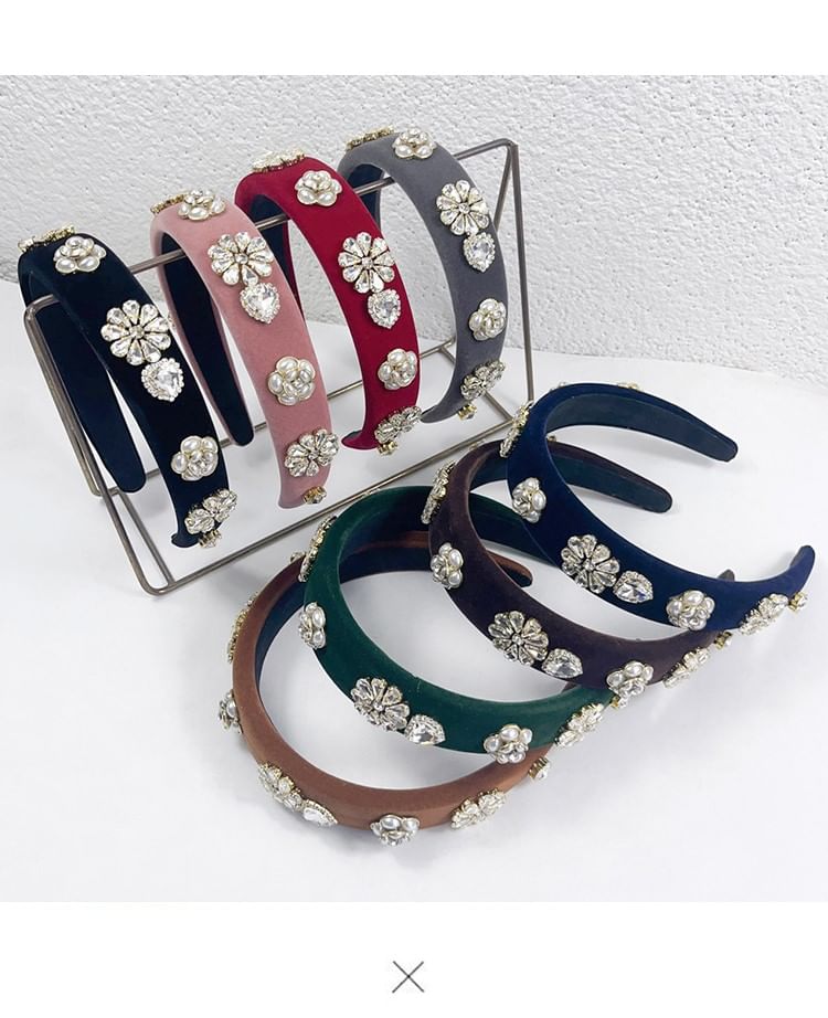 Hair Gemstones Rhinestone Band Flower