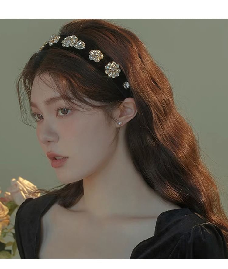 Hair Gemstones Rhinestone Band Flower