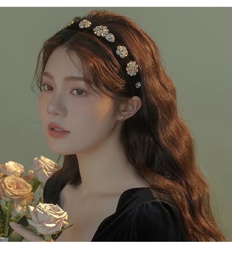 Hair Gemstones Rhinestone Band Flower