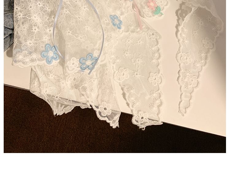 Flower Embroidered Bandana Lace