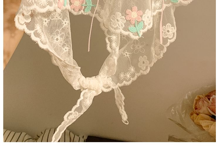 Flower Embroidered Bandana Lace