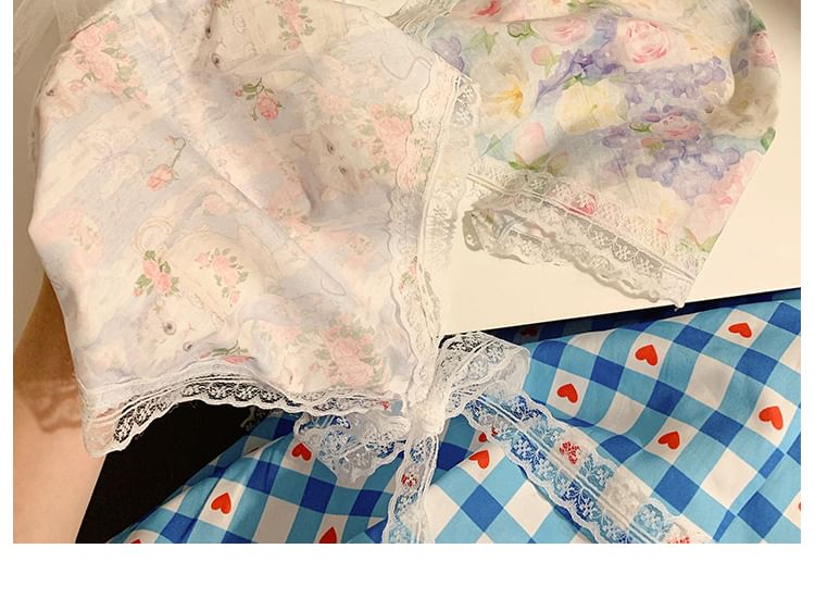 Designs) Print Lace Bandana Headband (Various Trim