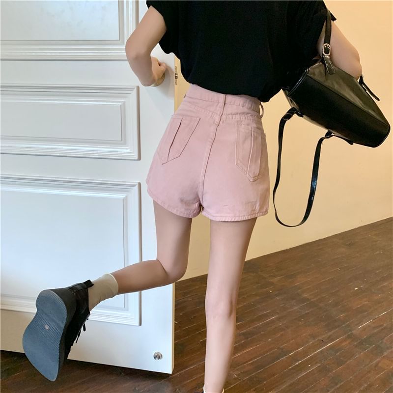 High Denim Skort Waist Asymmetrical