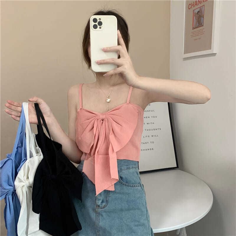 Cropped Plain Bow Top Camisole