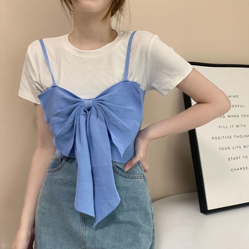 Cropped Plain Bow Top Camisole