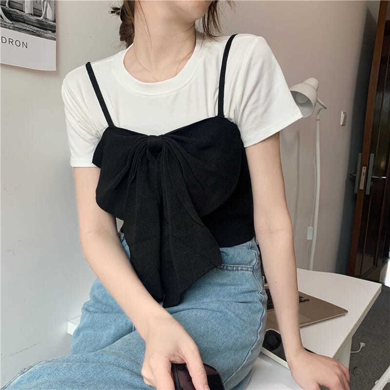 Cropped Plain Bow Top Camisole