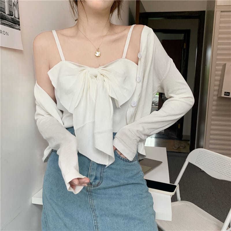Cropped Plain Bow Top Camisole
