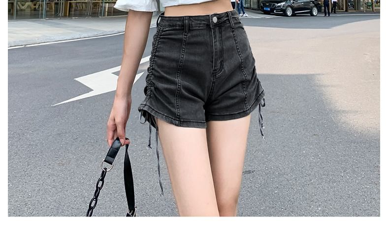 high Denim Drawstring Pants Waist Hot