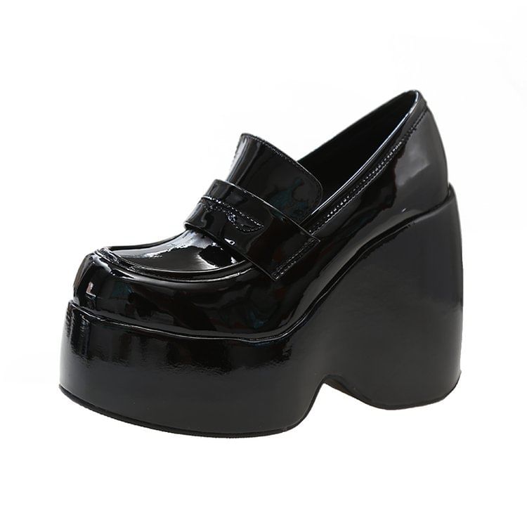Wedge Penny Loafer Platform Pumps