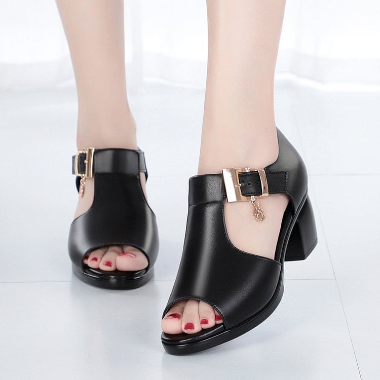 Sandals Heel Plain Block