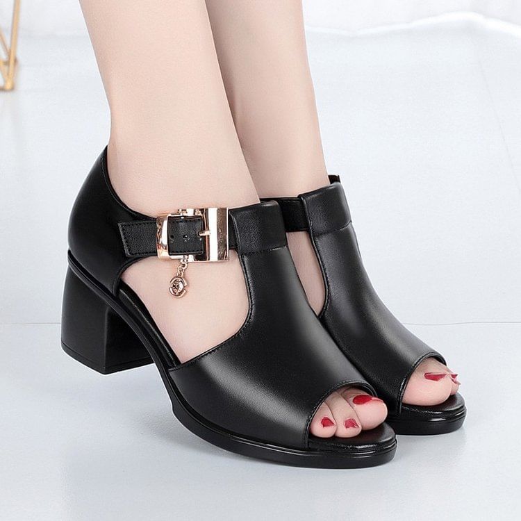 Sandals Heel Plain Block