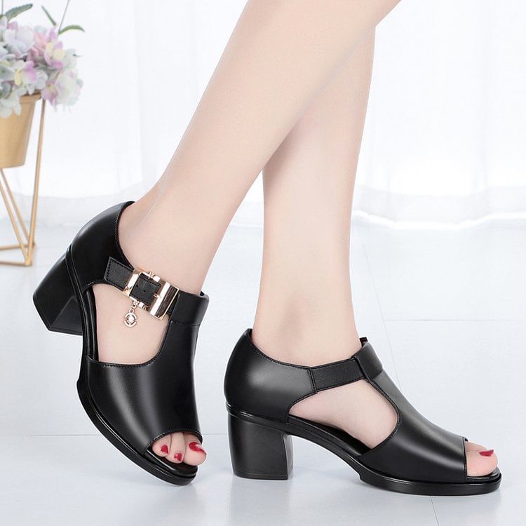 Sandals Heel Plain Block