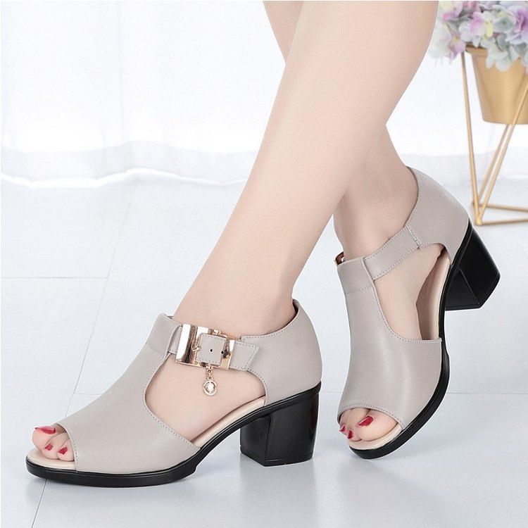 Sandals Heel Plain Block