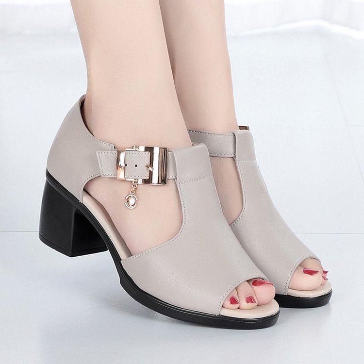 Sandals Heel Plain Block