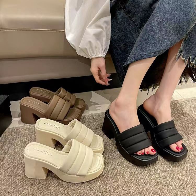 Sandals Slide Heel Block