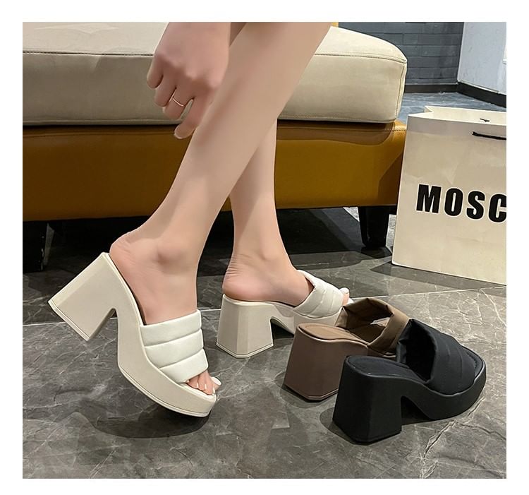 Sandals Slide Heel Block