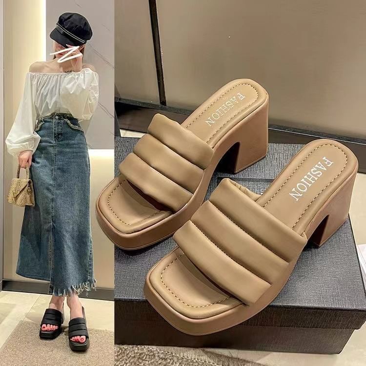 Sandals Slide Heel Block