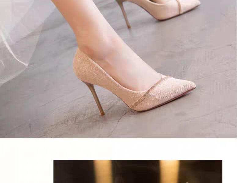 Pointy Glitter High Pumps Heel