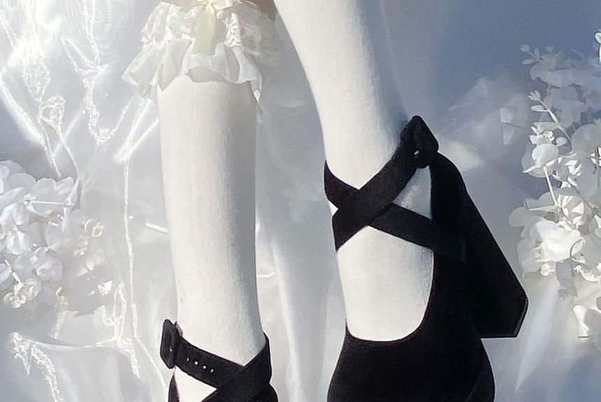 Sandals Block Heel Platform Up Lace