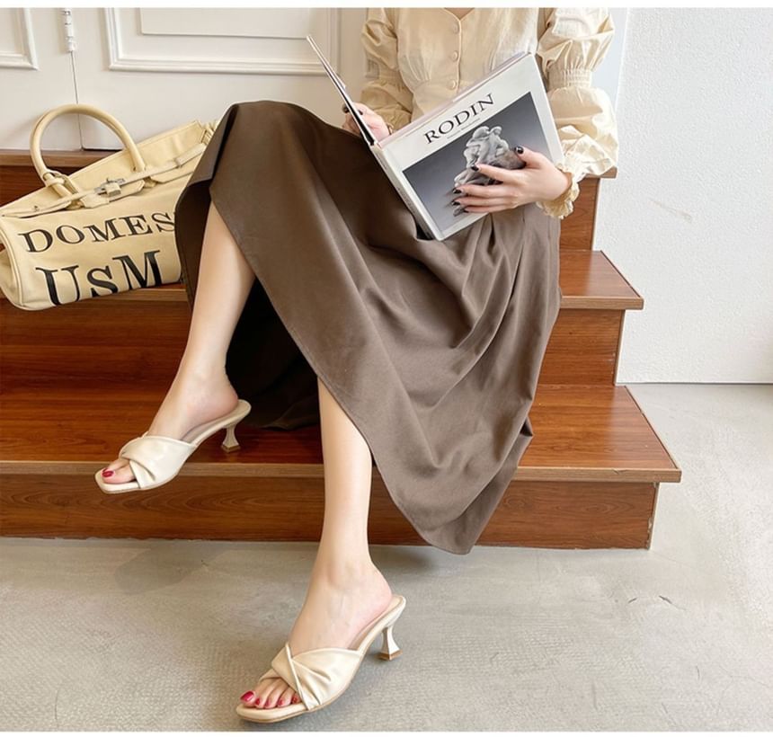 Plain Sandals Twist Slide Heel High