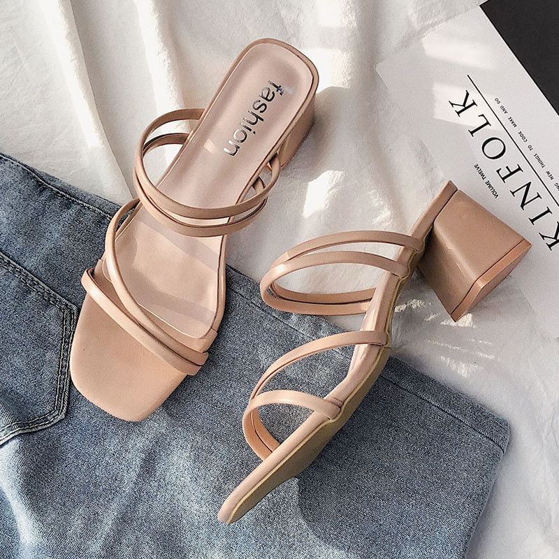 Plain Heel Sandals Block