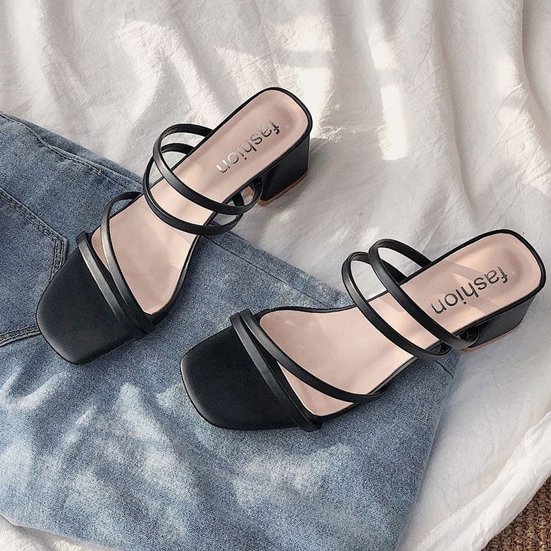 Plain Heel Sandals Block