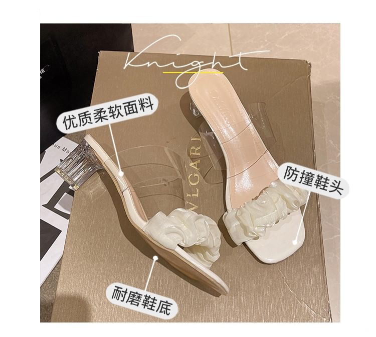 Slide Sandals Heel High Ruffle