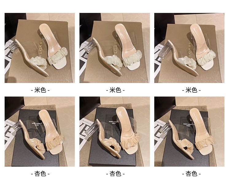 Slide Sandals Heel High Ruffle