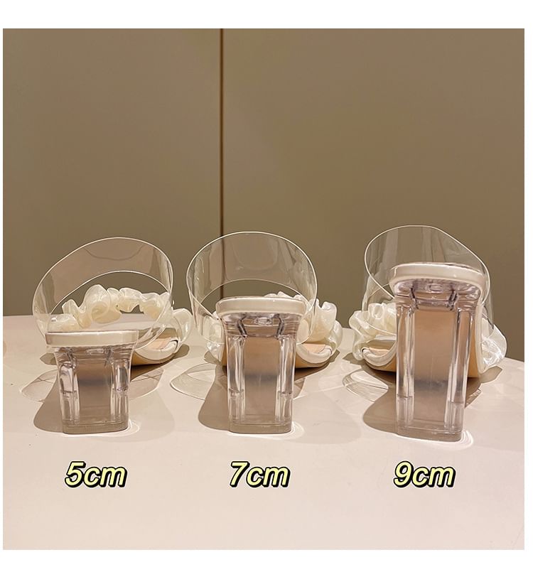 Slide Sandals Heel High Ruffle