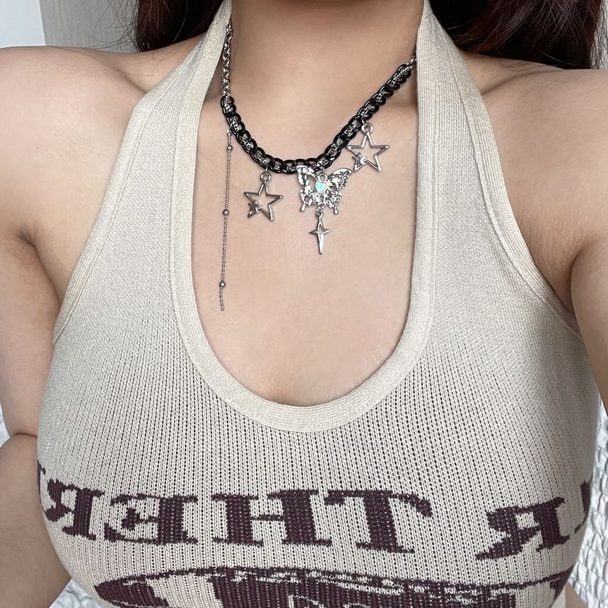 Pendant Star Butterfly Fringed Necklace