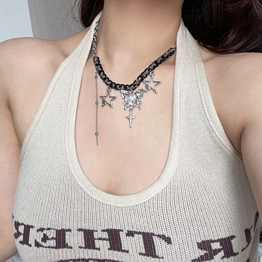 Pendant Star Butterfly Fringed Necklace