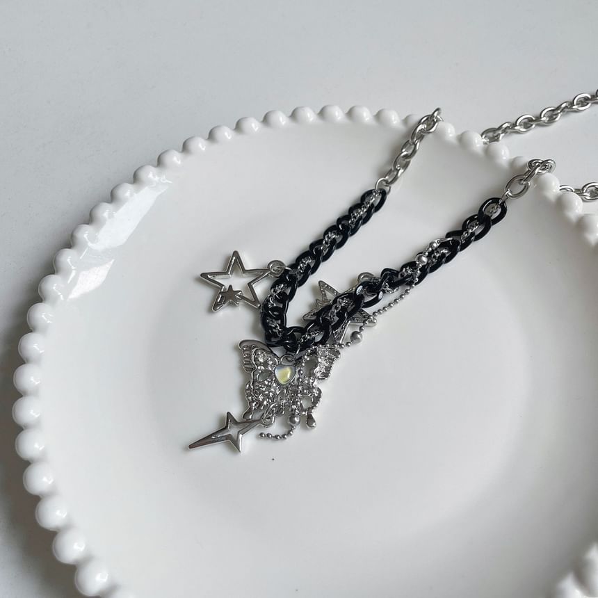 Pendant Star Butterfly Fringed Necklace