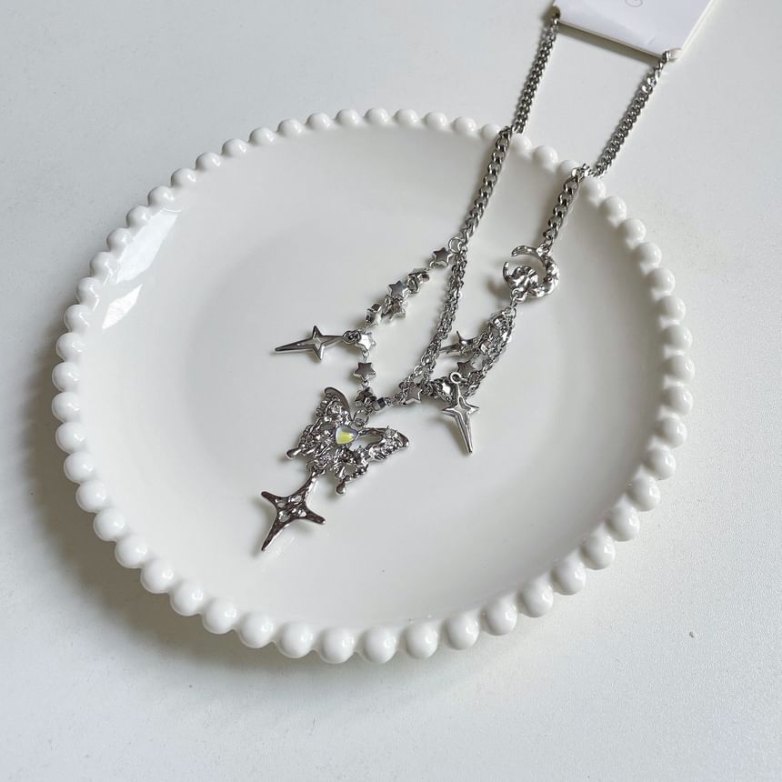 Pendant Star Butterfly Fringed Necklace